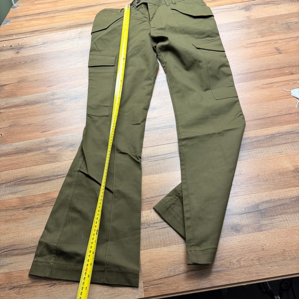 Zara Khaki Green Flared Cargos Size M Green Flared Cargo Pants - Picture 4 of 7